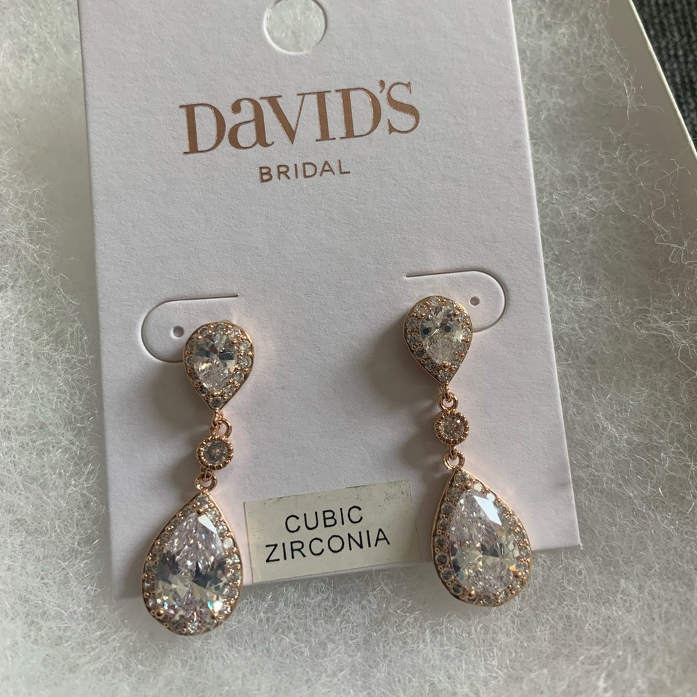 David’s Bridal Rose Gold Earrings
